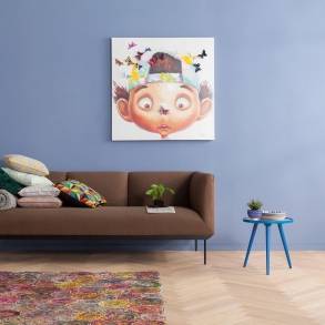 Obraz na plátně Boy with Butterflies 100x100cm