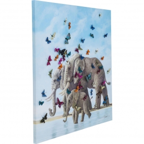 Obraz na plátně Elefants with Butterflies 120x120cm