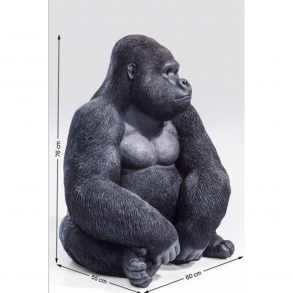 Soška Gorila sedící Černá 76cm