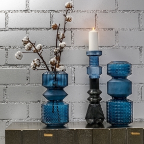 Modrá skleněná váza Marvelous Duo 36cm