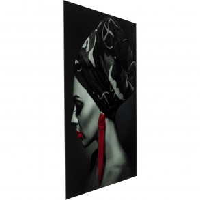 Skleněný obraz Dáma s červenými náušnicemi 80x120cm