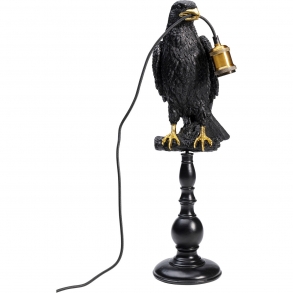 Stolní lampa Černý havran s žárovkou v zobáku 29cm