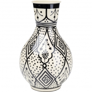 Černobílá kovová váza Bohemian 30cm
