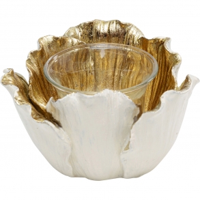 Svícen na čajovou svíčku Flower Bloom - krémovězlatý, 10cm