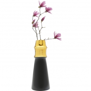 Černozlatá kovová váza Ciera 34cm