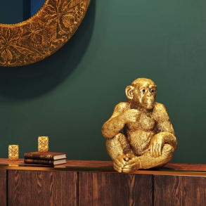 Soška Mládě šimpanze - zlatá, 53cm