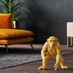 Soška Hrající si opice - zlaté, 50cm