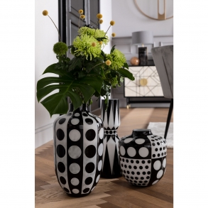 Černobílá skleněná váza Brillar Round 31cm