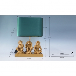 Stolní lampa Animal Tři opičky - zlatá, 44cm