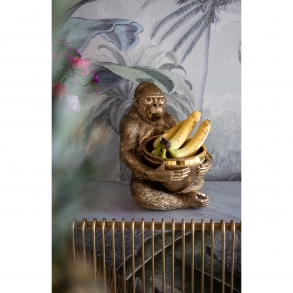 Soška Gorila s mísou- zlatá, 41cm