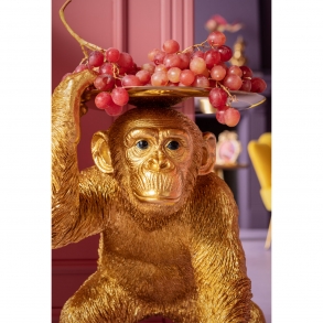 Soška Šimpanz s podnosem - zlatá, 52cm