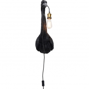 Nástěnné světlo Volavka s žárovkou v zobáku - černé, 26x62cm