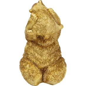 Soška Medvědice s mládětem - zlatá 27cm