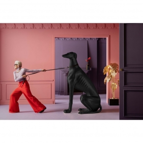 Socha Pes Greyhound / Anglický chrt Oskar - černý, 180cm