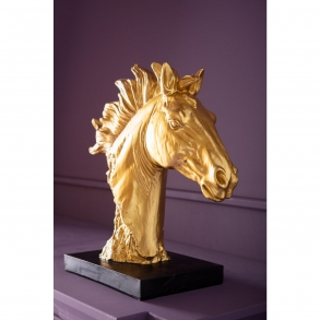 Soška Busta Koně Fiesta - zlatá, 41cm