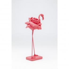 Soška Plameňák s růží - růžová, 42cm