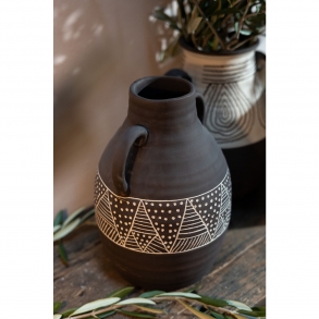 Hnědobílá keramická váza Bijan 26cm