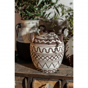 Hnědobílá keramická váza Nio 20cm