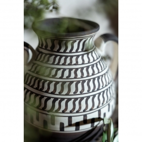 Hnědobílá keramická váza Alika 20cm