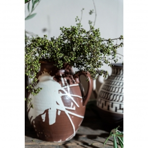 Hnědobílá keramická váza Mara 23cm