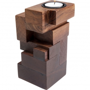 Svícen na čajovou svíčku Wood Tetris 17cm