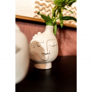 Bílá keramická váza Spherical Face - pravá, 16cm