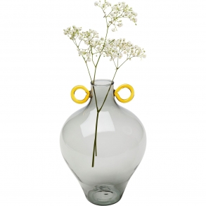 Skleněná váza Amore Handle - šedá, 23cm