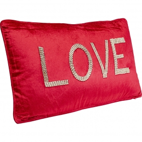 Dekorativní polštář Beads Love - červený, 35x60cm