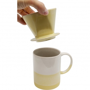 Hrnek + kávový filtr Pick Up žlutý (set 2 kusů)