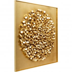 Obraz plastika Mikado zlatý 120x120cm