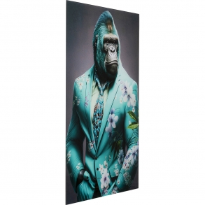 Skleněný obraz Mister Gorilla - modrý, 60x90cm