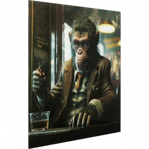 Skleněný obraz Drinking Monkey 100x100cm