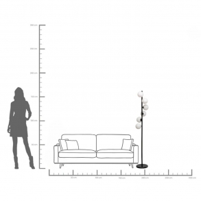 Stojací lampa Scala Balls Milky černá 160cm