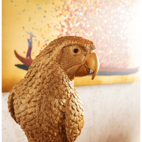 Socha Papoušek na bidýlku Zlatý 116cm