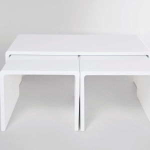 Konferenční stolek Shiny White - set 3 ks