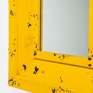 Zrcadlo Camera - žluté, 55×55 cm