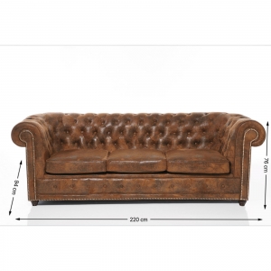 Sofa Oxford trojsedačka bycast leather