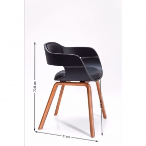 Černá polstrovaná židle s područkami Costa Walnut