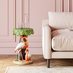 Odkládací stolek Animal Flamingo - kulatý, Ø36 cm