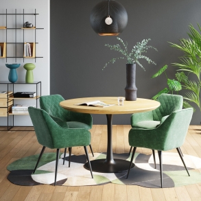 Zelená čalouněná židle s područkami Bretagne