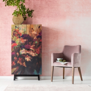 Růžová čalouněná židle s područkami Mode Velvet