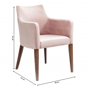 Růžová čalouněná židle s područkami Mode Velvet