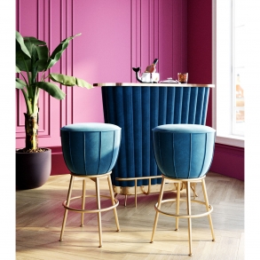 Tyrkysová čalouněná barová stolička After Work