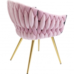 Růžová polstrovaná židle s područkami Knot
