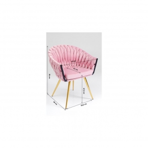 Růžová polstrovaná židle s područkami Knot