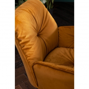 Žlutá čalouněná židle s područkami Mila