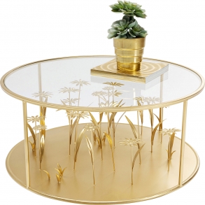Konferenční stolek Flower Meadow - zlatý, Ø80cm