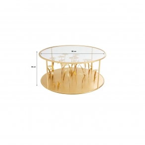 Konferenční stolek Flower Meadow - zlatý, Ø80cm