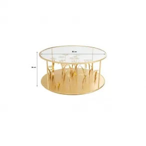 Konferenční stolek Flower Meadow - zlatý, Ø80cm