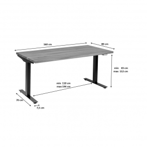 Výškově nastavitelný stůl Harmony - tmavý, 160x80cm
